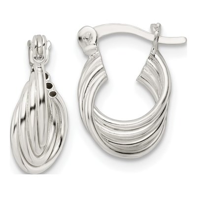 Sterling Silver 15mm Triple Circle Hoop Earrings
