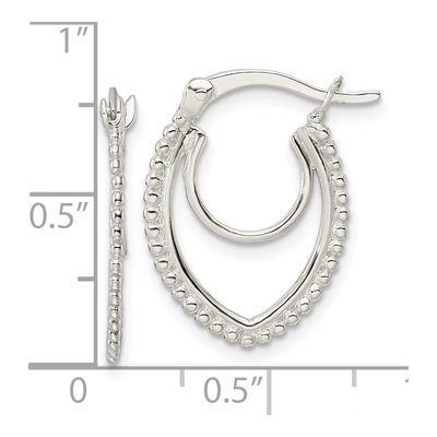 Sterling Silver 21mm Beaded Double Oval Hoop Earrings – view 5