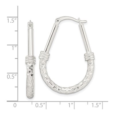 Sterling Silver 35mm Fancy Oval Hoop Earrings – view 5