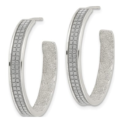 Sterling Silver 30mm Fabric Glitter Hoop Earrings – view 3