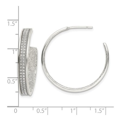 Sterling Silver 30mm Fabric Glitter Hoop Earrings – view 5