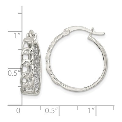 Sterling Silver 22mm Glitter Hoop Earrings – view 5