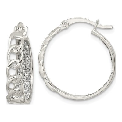 Sterling Silver 22mm Glitter Hoop Earrings