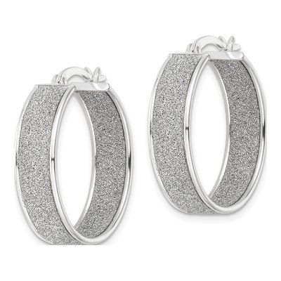 Sterling Silver 27mm Glitter Hoop Earrings – view 3