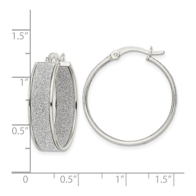 Sterling Silver 27mm Glitter Hoop Earrings – view 5