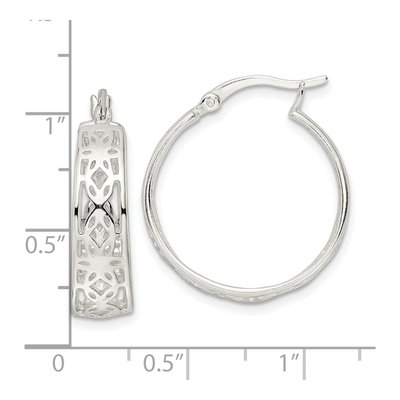 Sterling Silver Cut-Out Floral Hoop Earrings – view 5