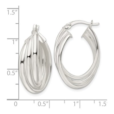 Sterling Silver 29mm Twisted Oval Hoop Earrings – view 5