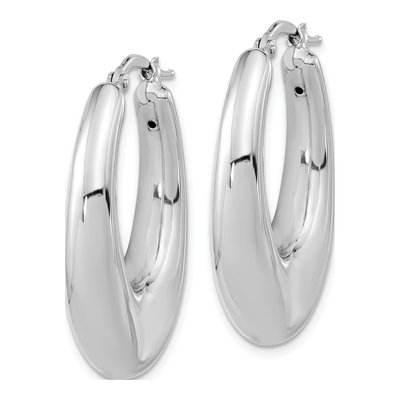 Sterling Silver 34mm Hollow Oval Hoop Earrings – view 3