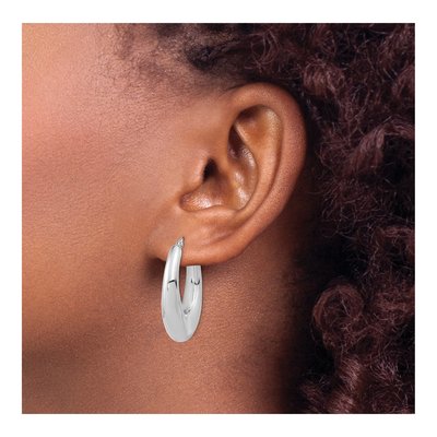 Sterling Silver 34mm Hollow Oval Hoop Earrings – view 4