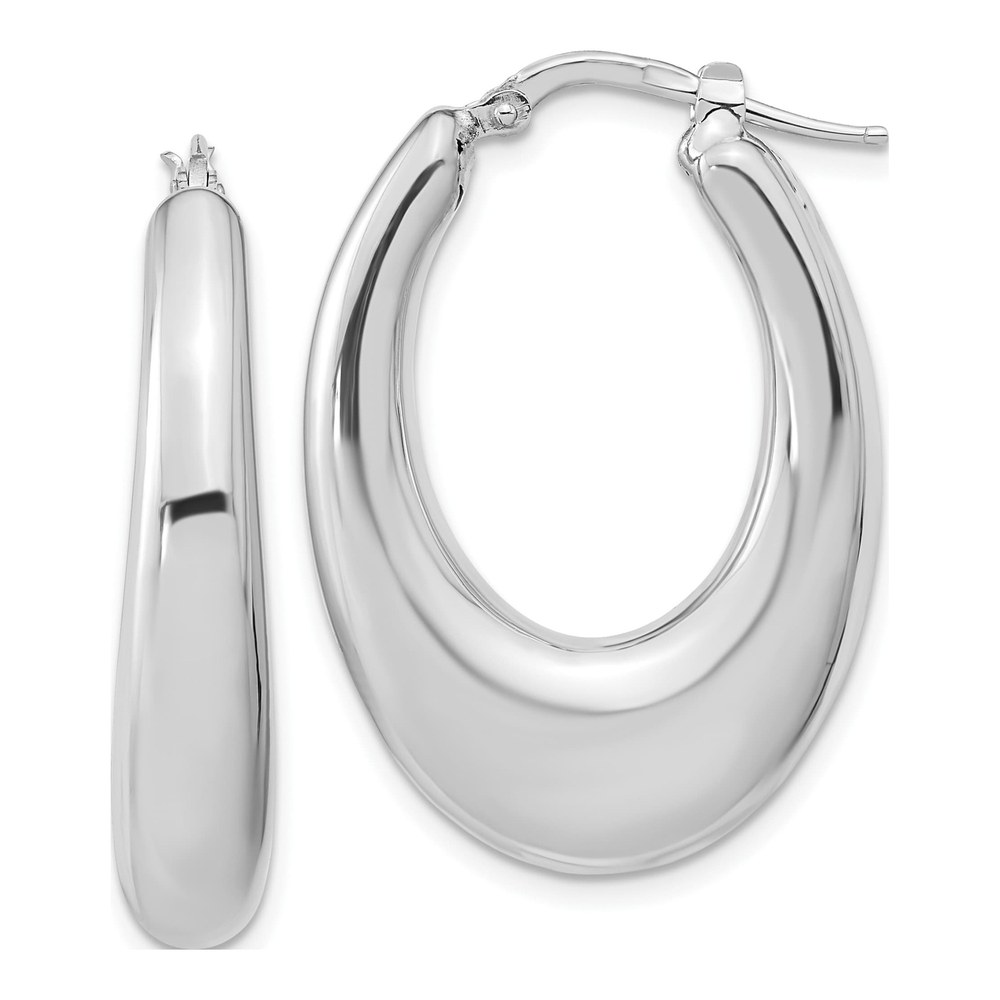 Sterling Silver 34mm Hollow Oval Hoop Earrings