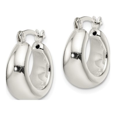 Sterling Silver 18mm Tapered Round Hoop Earrings – view 3