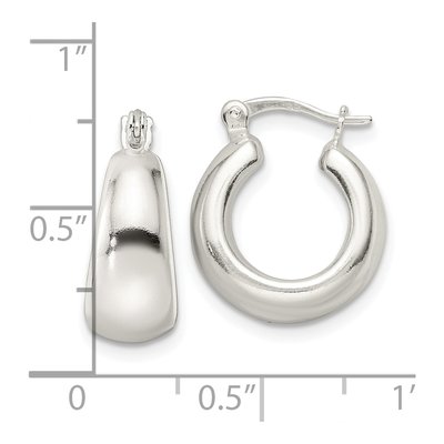 Sterling Silver 18mm Tapered Round Hoop Earrings – view 5