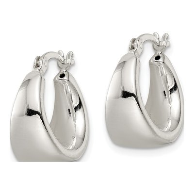 Sterling Silver 18mm Tapered Round Hoop Earrings – view 3