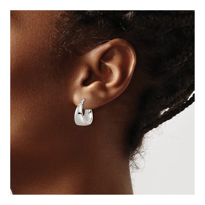 Sterling Silver 18mm Tapered Round Hoop Earrings – view 4