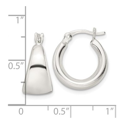 Sterling Silver 18mm Tapered Round Hoop Earrings – view 5