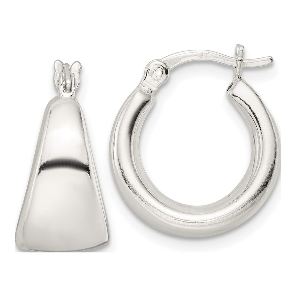 Sterling Silver 18mm Tapered Round Hoop Earrings