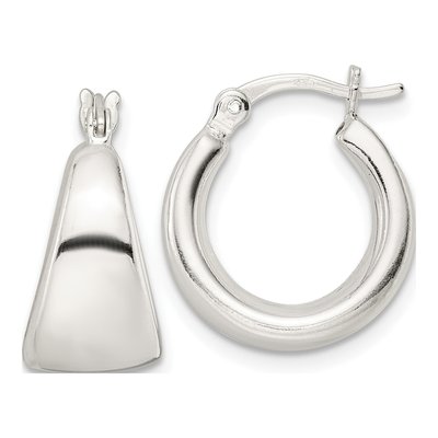 Sterling Silver 18mm Tapered Round Hoop Earrings