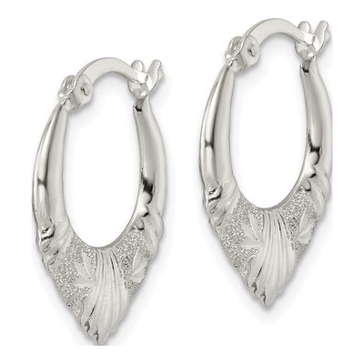 Sterling Silver 22mm Scalloped Hoop Earrings – view 3