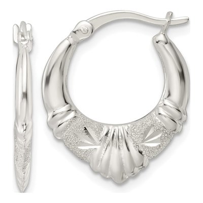 Sterling Silver 22mm Scalloped Hoop Earrings