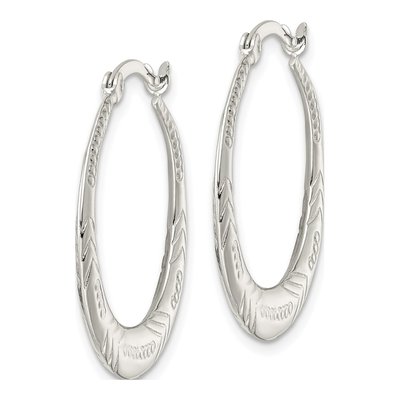 Sterling Silver 28mm Knife Edge Round Hoop Earrings – view 3