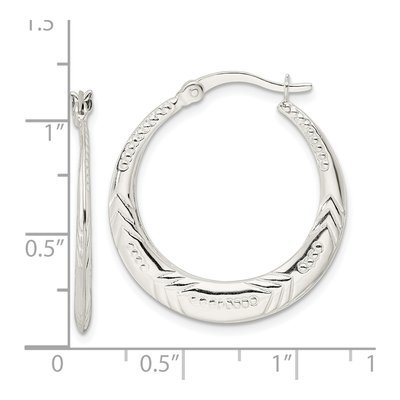 Sterling Silver 28mm Knife Edge Round Hoop Earrings – view 5