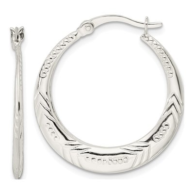 Sterling Silver 28mm Knife Edge Round Hoop Earrings