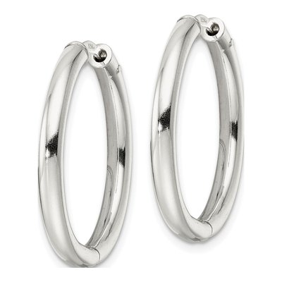 Sterling Silver 28mm Tube Huggie Hoop Earrings – view 3