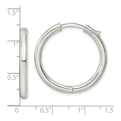 Sterling Silver 28mm Tube Huggie Hoop Earrings – view 5