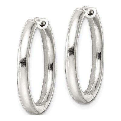 Sterling Silver 25mm Tube Huggie Hoop Earrings – view 3