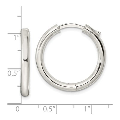 Sterling Silver 25mm Tube Huggie Hoop Earrings – view 5