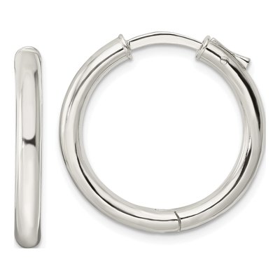 Sterling Silver 25mm Tube Huggie Hoop Earrings