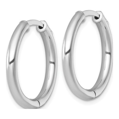 Sterling Silver 25mm Huggie Hoop Earrings – view 3