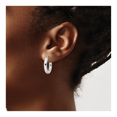 Sterling Silver 20mm Huggie Hoop Earrings – view 4
