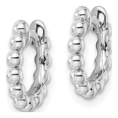 Sterling Silver 11mm Beaded Huggie Hoop Earrings – view 3