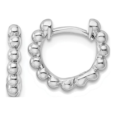 Sterling Silver 11mm Beaded Huggie Hoop Earrings