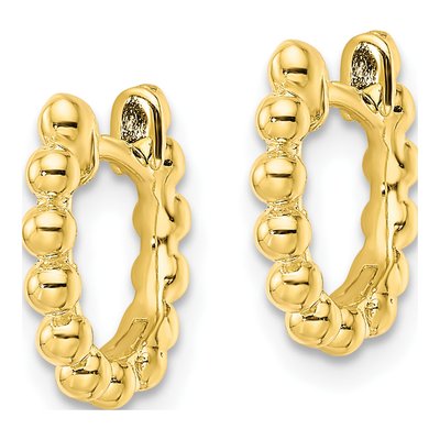 Gold-Plated Sterling Silver 11mm Beaded Huggie Hoop Earrings – view 3