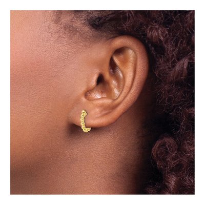 Gold-Plated Sterling Silver 11mm Beaded Huggie Hoop Earrings – view 4