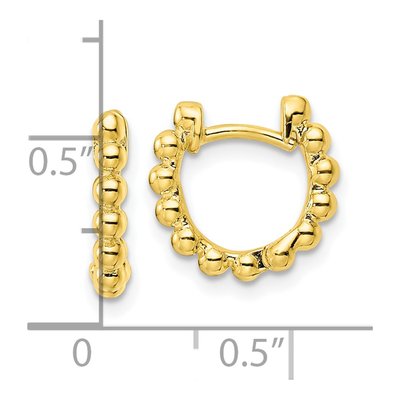 Gold-Plated Sterling Silver 11mm Beaded Huggie Hoop Earrings – view 5