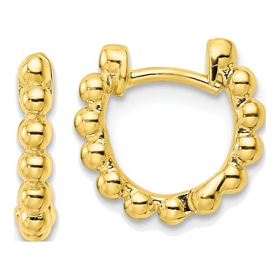 Gold-Plated Sterling Silver 11mm Beaded Huggie Hoop Earrings