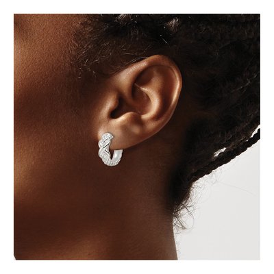 Sterling Silver 15mm Basket Weave Huggie Hoop Earrings – view 4