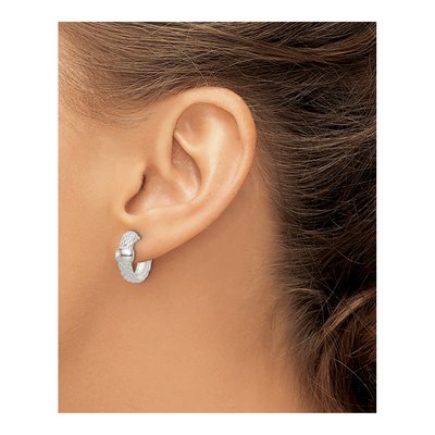 Sterling Silver 14mm Basket Weave Huggie Hoop Earrings – view 4