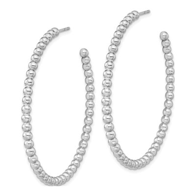 Sterling Silver 52mm Beaded Hoop Earrings – view 3