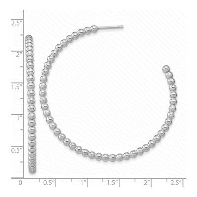 Sterling Silver 52mm Beaded Hoop Earrings – view 5