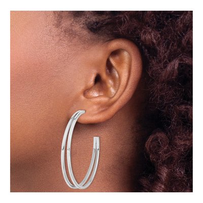Sterling Silver 55mm Split Design Hoop Earrings – view 4