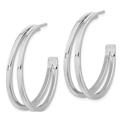 Sterling Silver 35mm Split Design Hoop Earrings – view 3