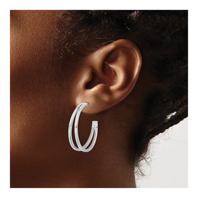 Sterling Silver 35mm Split Design Hoop Earrings – view 4