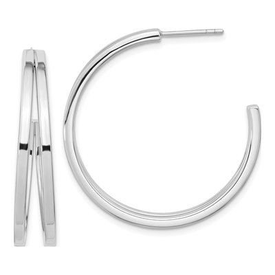 Sterling Silver 35mm Split Design Hoop Earrings
