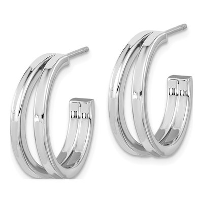 Sterling Silver 21mm Split Design Hoop Earrings – view 3
