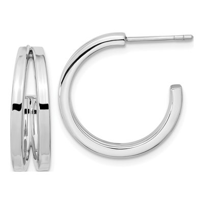 Sterling Silver 21mm Split Design Hoop Earrings