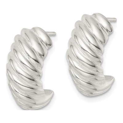 Sterling Silver 18mm Hollow J- Hoop Earrings – view 3